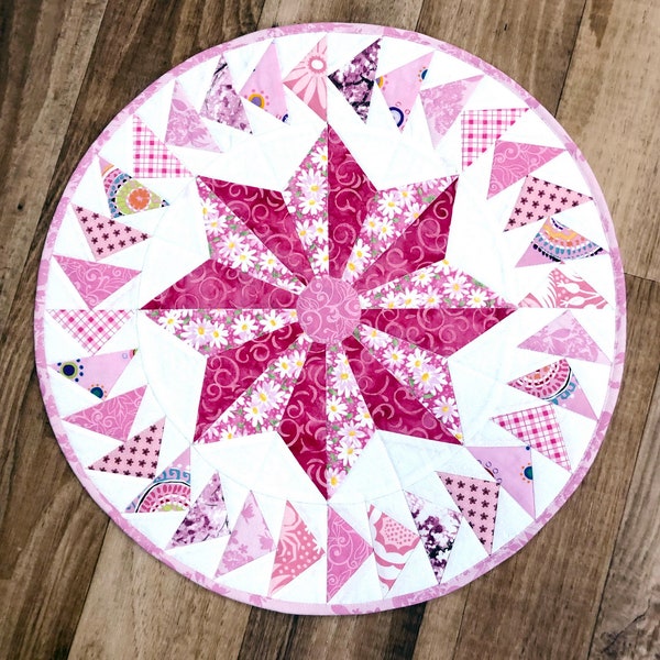 Star Flight - Paper pieced pattern quilted tabletopper