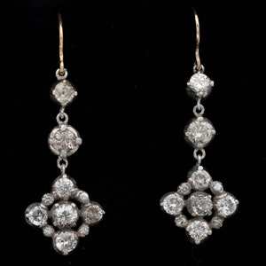 Victorian Rose cut  Diamond Earrings,  2.25ct Diamond, Silver Purity 92.5,  Handmade Earrings