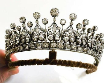 Tiaras de diamantes talla rosa victorianas, diamante de 17.12ct, pureza de plata 92.5, tiaras / corona hechas a mano