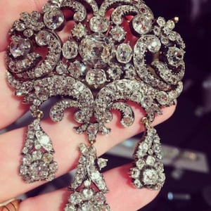 Beautiful American diamond (Zircon) Silver Brooch, Silver Purity 92.5,Handmade Brooch/ Royal replica brooch