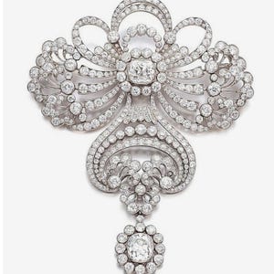 Beautiful American diamond (Zircon) Silver Brooch, Silver Purity 92.5,Handmade Brooch/ Royal replica brooch