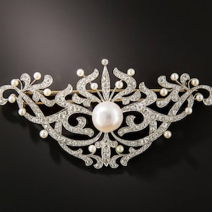 Victorian Rosecut Diamond And Pearl Silver Brooch, Silver Purity 92.5,Handmade Brooch /Wedding brooch