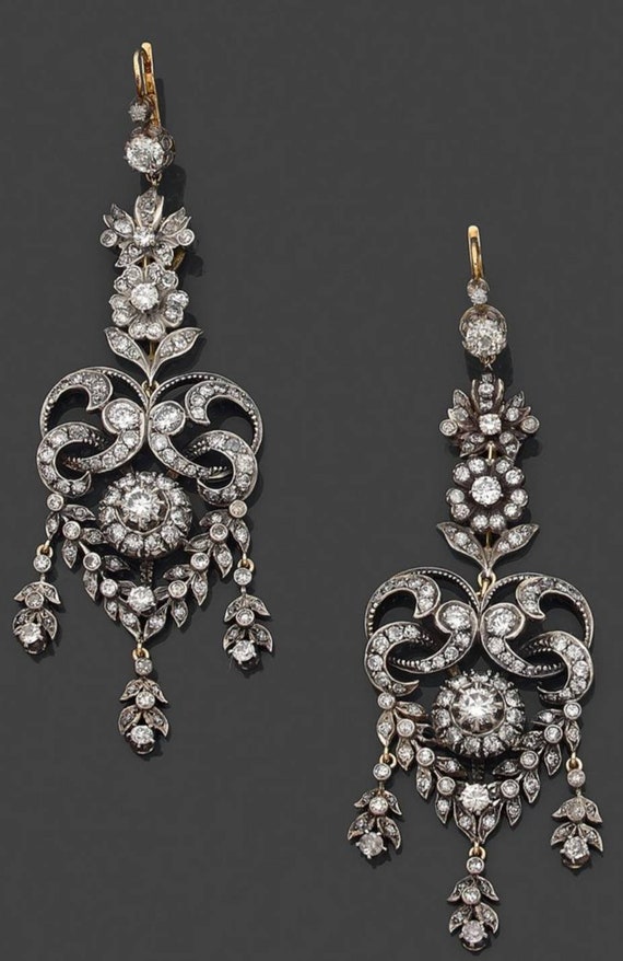 Victorian Coral and Rose Cut Diamond Drop Earrings – Bella Rosa Galleries