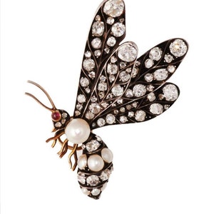 Butterfly brooch /Victorian Butterfly Rosecut Diamond Pearl and Silver Brooch, Silver Purity 92.5,Handmade Brooch