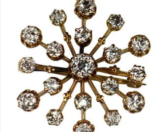 Viktoriansk rosenskuren diamantbrosch i sterlingsilver, handgjort hänge