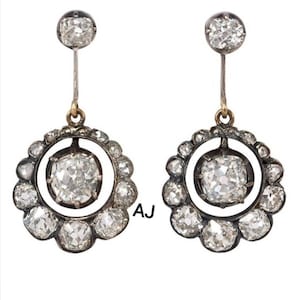 Victorian Rose cut  Diamond Earrings,  1.95ct Diamond, Silver Purity 92.5, Handmade Earrings