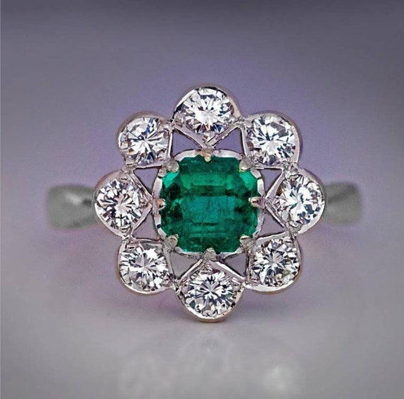 Victorian Style Designer Ring With Gold Plated American Diamonds and Emerald Ring, Silver Purity 92.5 ,Handmade Emerald Ring/ Zircon Ring