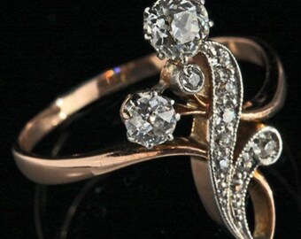 Gold Plated Rose Cut Diamond Ring, Victorian Style Sterling Silver