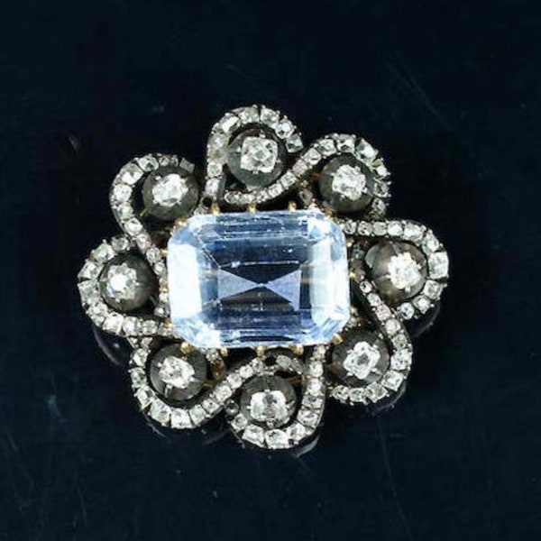 Beautiful Zircon and Aquamarine Silver Brooch, Silver Purity 92.5,Handmade Brooch/ Zircon Aquamarine brooch/Stylish brooch