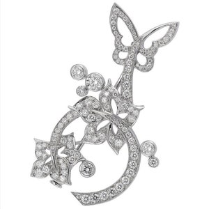 Beautiful American diamond (Zircon)  cresent Silver Brooch, Silver Purity 92.5,Handmade Brooch/ Stylish brooch