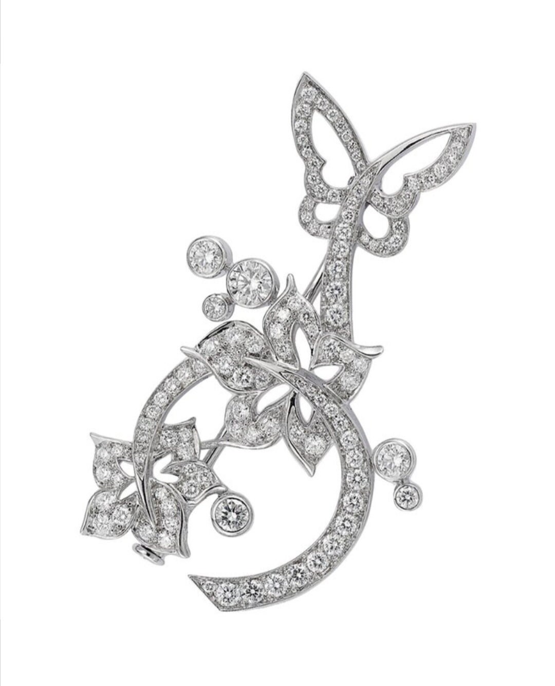 Beautiful American diamond (Zircon)  cresent Silver Brooch, Silver Purity 92.5,Handmade Brooch/ Stylish brooch