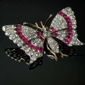 Zircon Butterfly brooch /Butterfly American diamonds and Ruby Silver Brooch, Silver Purity 92.5,Handmade Ruby butterfly Brooch