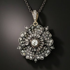 Victorian Rose cut Diamond Flower Pendant, Silver Purity 92.5,Handmade flower pendant/ Wedding Pendant