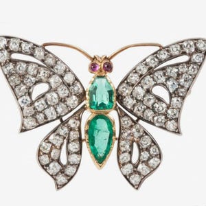 Zircon Butterfly brooch /Butterfly American diamonds Ruby and Emerald Silver Brooch, Silver Purity 92.5,Handmade Emerald and Ruby Brooch