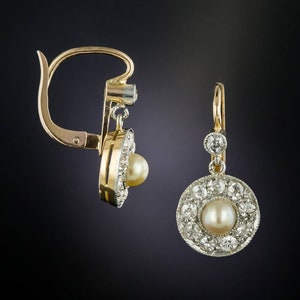 Victorian Rose cut  Diamond Pearl Earrings,  2.05ct Diamond, Silver Purity 92.5,  Handmade Pearl Earrings