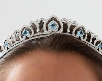 Aquamarijntiara, Amerikaanse diamant sterlingzilveren bruidskroon