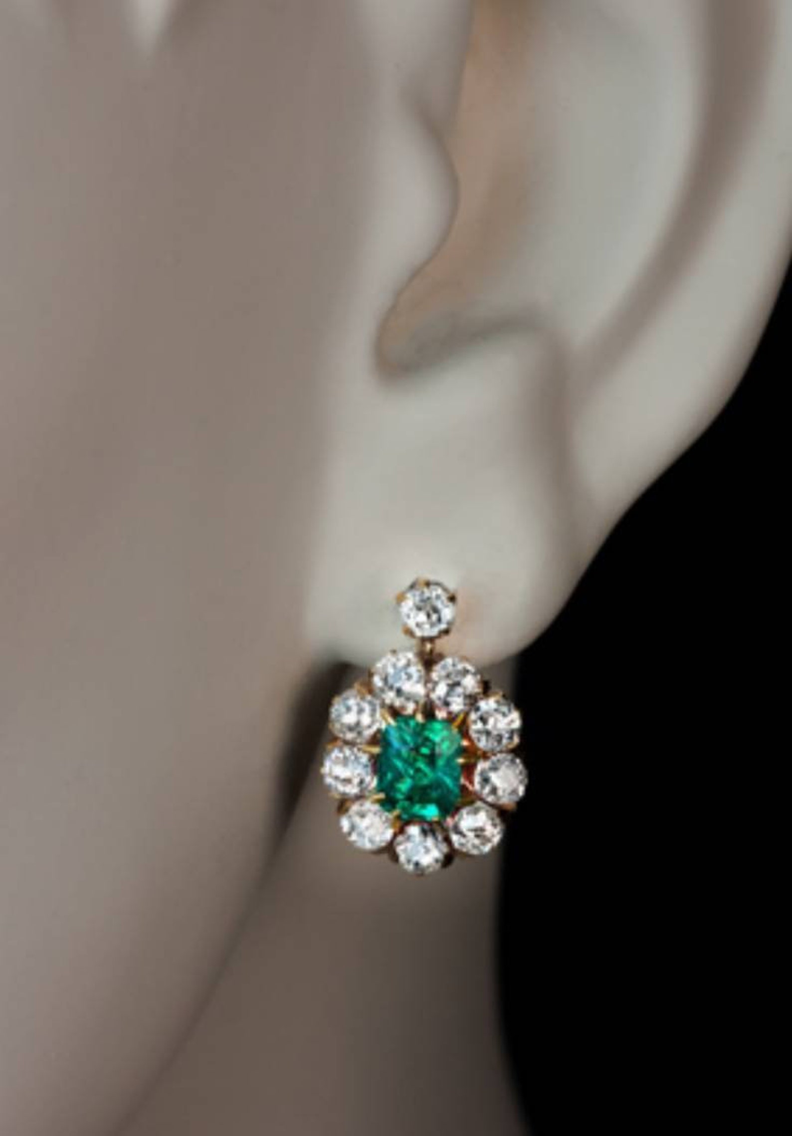 Victorian Rose Cut Diamond Emerald Earrings 2.85ct Diamond | Etsy
