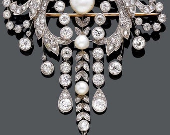 Beautiful Zircon,pearl and Silver Brooch, Silver Purity 92.5,Handmade Brooch/ Zircon pearl brooch