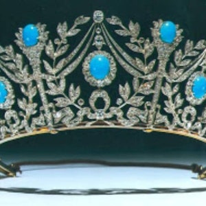 Victorian Rose Cut Diamond / Turquoise Tiaras, 15.45ct Diamond, Silver Purity 92.5 ,Handmade Tiaras/Crown image 2