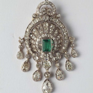Beautiful Zircon and Emerald Silver Brooch, Silver Purity 92.5,Handmade Brooch/ Zircon Emerald brooch