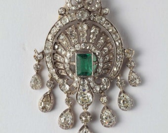 Beautiful Zircon and Emerald Silver Brooch, Silver Purity 92.5,Handmade Brooch/ Zircon Emerald brooch