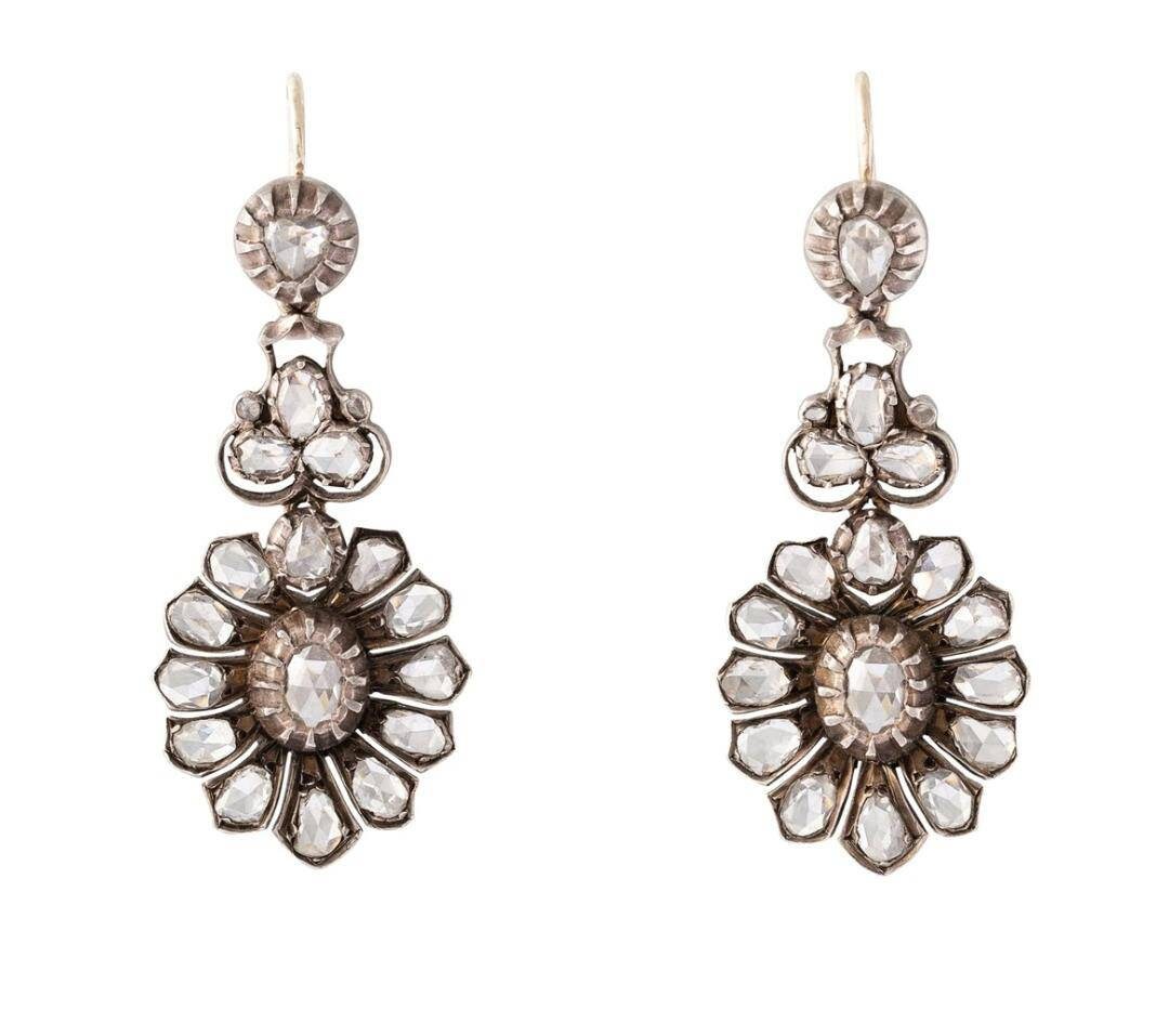 10K Rose Gold Rose Cut Earrings — Gray & Davis: Antique & Custom Jewelry