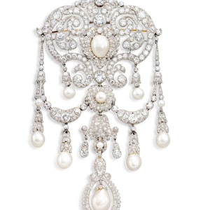 Beautiful American diamond (Zircon) and Pearl Silver Brooch, Silver Purity 92.5,Hand made Pearl zircon Brooch/ Stylish brooch