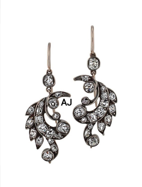 Victorian Rose Cut Diamond Sterling Silver Handmade Earrings - Etsy