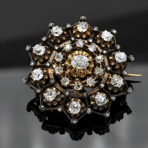 Victorian Rose cut Diamond 2.75ct Diamond , Silver Purity 92.5,Handmade Brooch/Wedding brooch