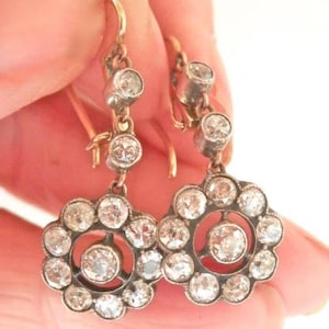 Victorian Rose cut  Diamond Earrings,  1.85ct Diamond, Silver Purity 92.5,  Handmade Earrings