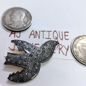 Victorian Rose cut Diamond bird Pendant, Silver Purity 92.5,Handmade bird pendant/ Antique  Pendant