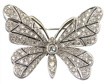 Zircon Butterfly brooch /Butterfly American diamonds Silver Brooch, Silver Purity 92.5,Handmade butterfly Brooch