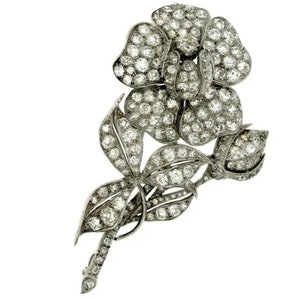 Victorian Rose cut Diamond 4.25ct Diamond , Silver Purity 92.5,Handmade Brooch