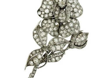 Victorian Rose cut Diamond 4.25ct Diamond , Silver Purity 92.5,Handmade Brooch