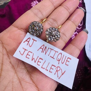 Victorian Rose cut / Uncut  Diamond Earrings,  3.05ct Diamond, Silver Purity 92.5,  Handmade Earrings