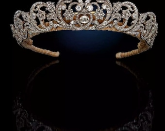 Victorian American Diamond Tiaras, 14.29ct Diamond,  Silver Purity 92.5 ,Handmade Tiaras/Crown / Wedding Tiaras/Crown