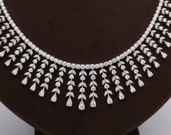 American Diamond Necklace Silver 92.5% Handmade Necklace /Wedding necklace/ Zircon necklace