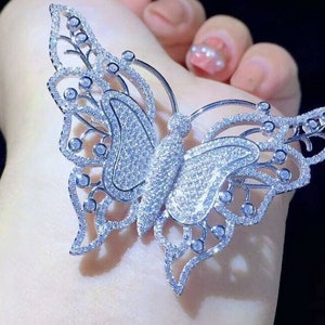 Zircon Butterfly brooch /Butterfly American diamonds Silver Brooch, Silver Purity 92.5,Handmade butterfly Brooch