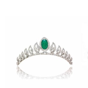 American Diamond Tiaras convert able Necklace 12.95ct Diamond, Silver Purity 92.5 ,Handmade Emerald Tiaras/Crown Zircon Tiaras/Crown