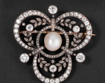 Beautiful American diamond (Zircon) and Pearl Silver Brooch, Silver Purity 92.5,Hand made Pearl zircon Brooch/ Stylish brooch