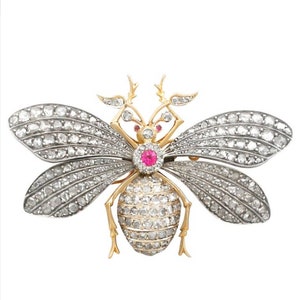 Butterfly brooch /Victorian Butterfly Rosecut Diamond and Ruby Silver Brooch, Silver Purity 92.5,Handmade Ruby butterfly Brooch