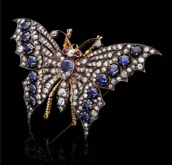 Butterfly Brooch /victorian Butterfly Rose Cut Diamond and - Etsy