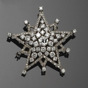 Victorian STAR Rose cut Diamond 3.14ct Diamond, Silver Purity 92.5,Handmade Brooch/Pendent