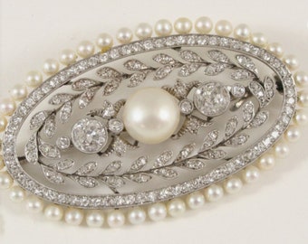Beautiful American diamond (Zircon) and Pearl Silver Brooch, Silver Purity 92.5,Hand made Pearl zircon Brooch/ Stylish brooch
