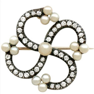 Victorian Rosecut Diamond And Pearl Silver Brooch, Silver Purity 92.5,Handmade Brooch /Stylish brooch
