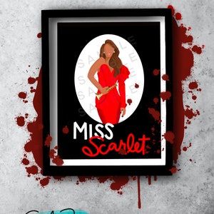 Miss Scarlet – CLUE-Charakterkarten – digitale Kunstwerke, Dateien herunterladen