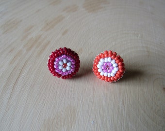 Seed Bead Pride Lesbian Stud Earrings