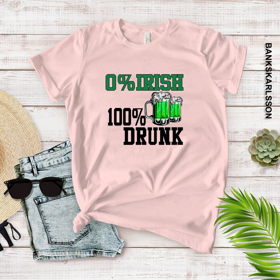 0 IRISH 100 DRUNK Mens ORGANIC T-Shirt Funny Ireland St | Etsy