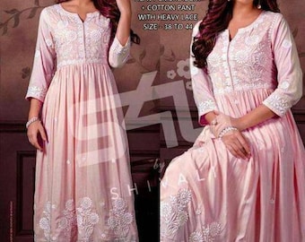 Kurta Set - Magnifique Kurta avec pantalon ensemble travail brodé - Robe indienne - Anarkali Kurta Set - Top Set - Hippie Boho Dress Plus Taille XXXL