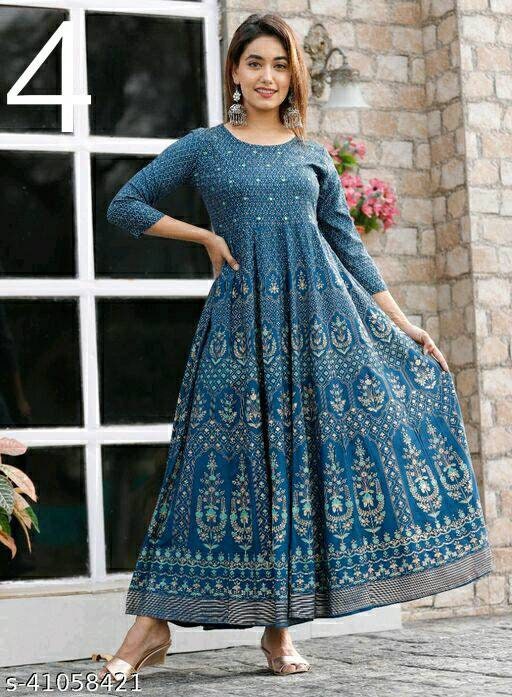 Anarkali Kurta Women Turquoise Indian Dress Anarkali Kurtis for Women ...